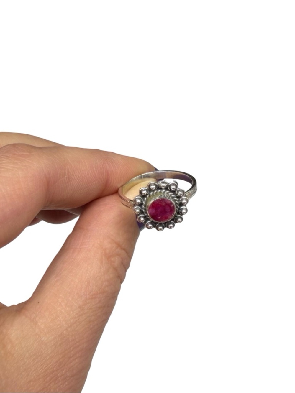 Ruby Ring Size 7.5 Solid 925 Sterling Silver - Picture 3 of 4